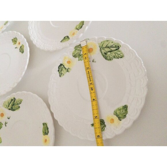 Lefton Set Of 6 Vintage Ceramic Floral-Embossed Saucer Plates - Picture 9 of 12